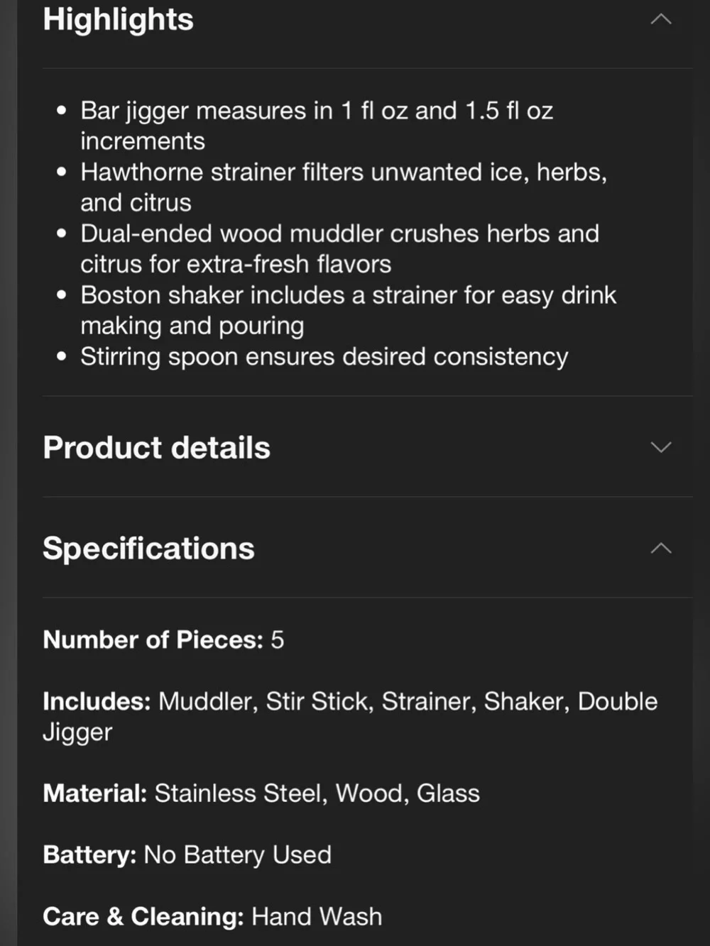 Houdini 5pc bar tool set